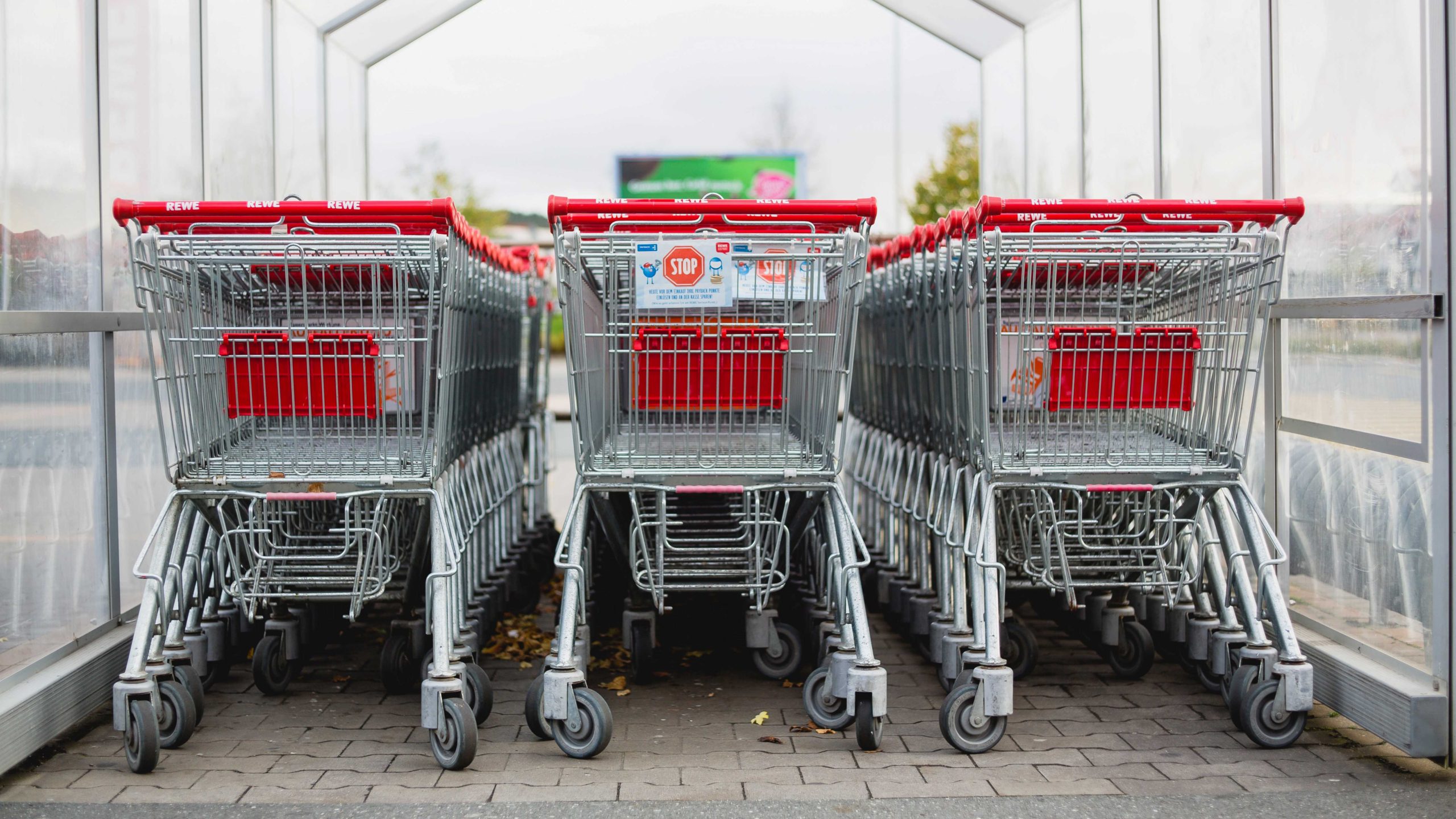 Image of Shopping Trolleys Stacked Together