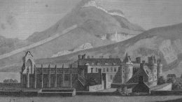 1789 engraving of Arthur's Seat and Holyrood Palace, from Francis Grose's Antiquities of Scotland