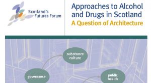 Top of report front page with text in bubbles: substance culture, governance, community, public health