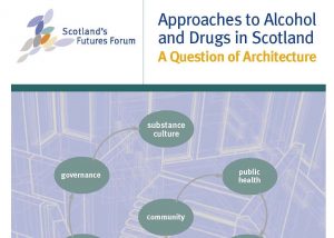 Top of report front page with text in bubbles: substance culture, governance, community, public health