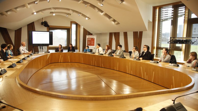 The Futures Forum hold a joint meeting with MSYPs during the Scottish Youth Parliament's 64th session held in the Scottish Parliament