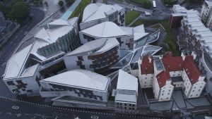 Aerial view of the Scottish Parliament