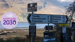 Photo of signposts pointing in different directions in Scottish Highands