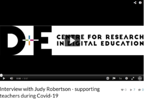Still from video of Interview with Judy Robertson - supporting teachers during Covid-19
