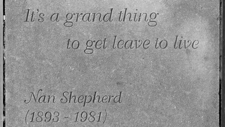 Quote from Nan Shepherd 1993 to 1981 on external parliament wall - It's a grand thing to get leave to live