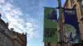 View of sky and COP banner on Buchanan Street in Glasgow