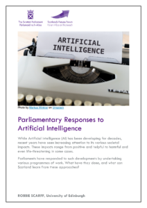 Front page of Parliamentary Responses to Artificial Intelligence report