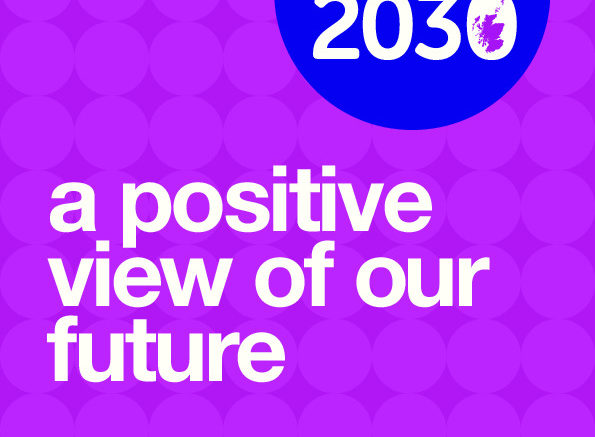 The front page of the report - Scotland 2030 - a positive view of our future
