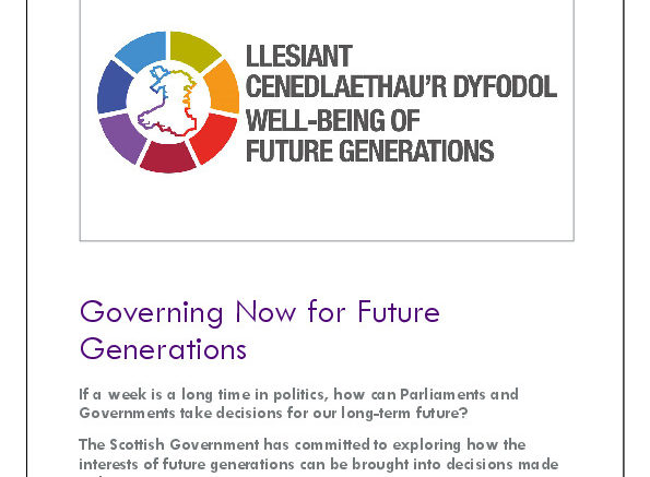 Front page of report: Governing Now for Future Generations