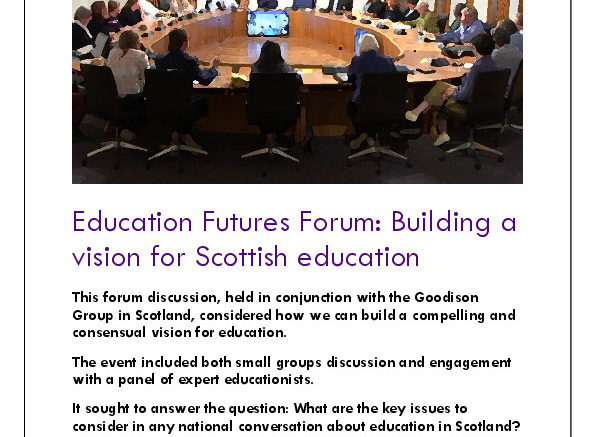 Image of Front Page of Education Futures Forum: Building a Vision For Scottish Education event report Jun 2022