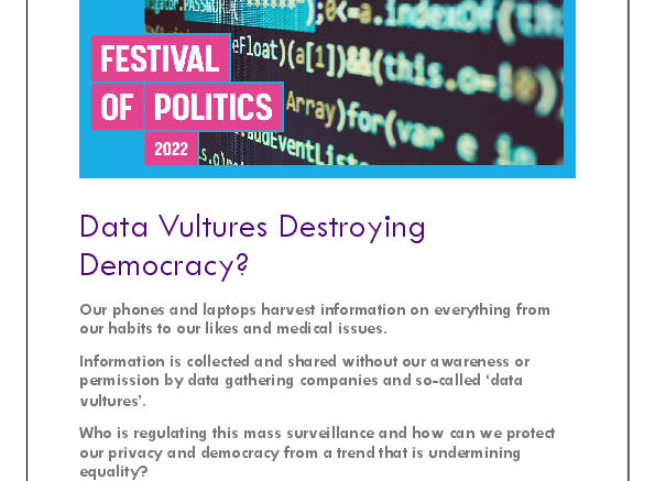 Front page of report: Data Vultures Destroying Democracy?