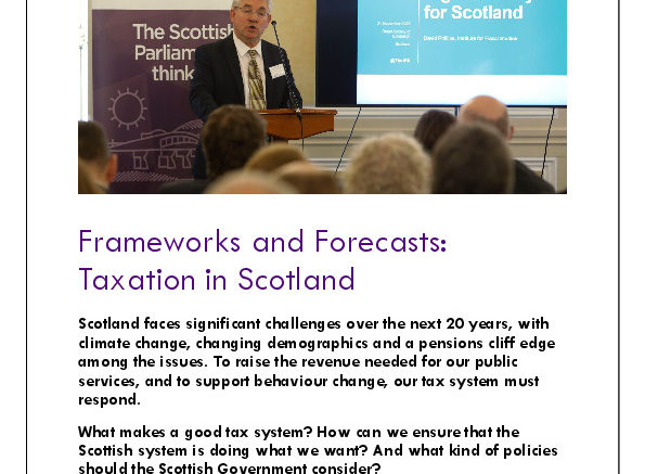Front page of report: Frameworks and Forecasts - Taxation in Scotland