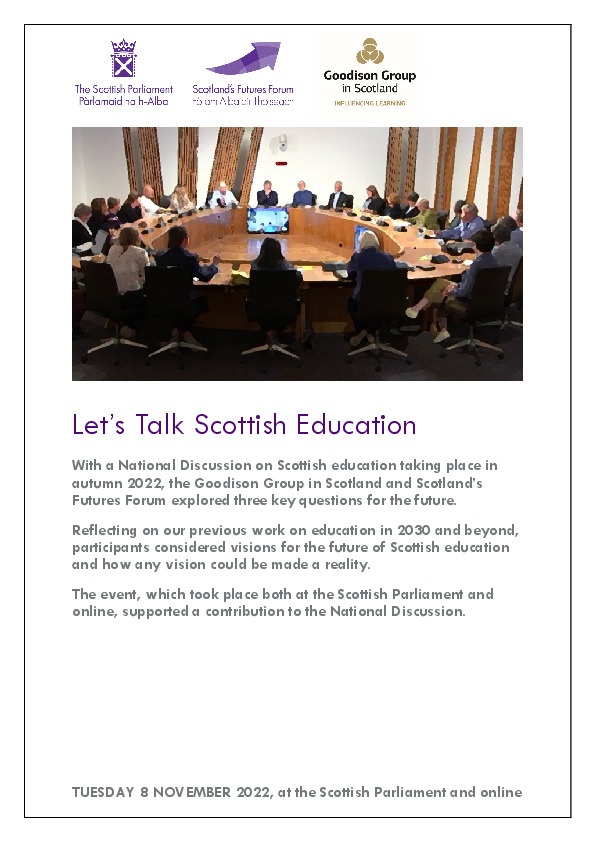 Front Page Let's Talk Scottish Education with the Goodison Group Event Report