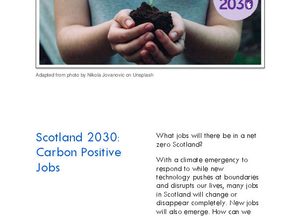 Image of Front page of Scotland 2030: Carbon Positive Jobs event report