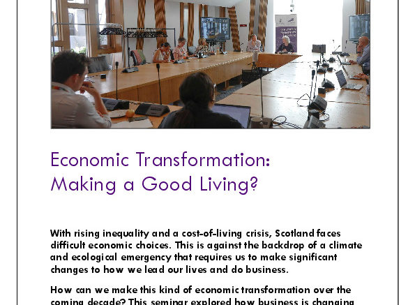 Economic Transformation - Making a Good Living Report Front Cover