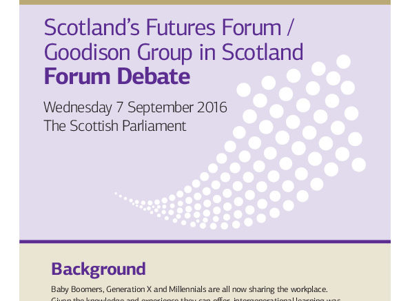 Image of front cover of the SFF/GGiS Forum Debate report on intergenerational learning, 7 September 2016