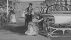 Power loom weaving factory circa 1835